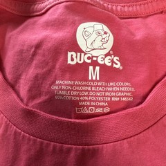 Buc-ees Bucee’s is My Happy Place Double Side PINK T-Shirt Medium FLAW *READ*
