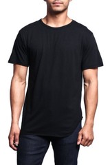Victorious Men’s Hipster Solid Color Long Length Curved Hem T-Shirt TS270-K21A