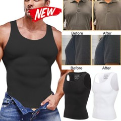 Gynecomastia Men Compression Shirt White Tank Top Body Shaper Fajas Para Hombres