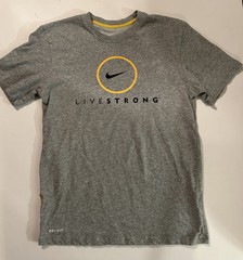 Nike Livestrong mens Size small tee gray tshirt Lance Armstrong Cancer Research