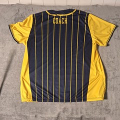 Wickliffe Coach Jersey Pinstripe Navy Blue Yellow Gold Baseball Softball 2XL