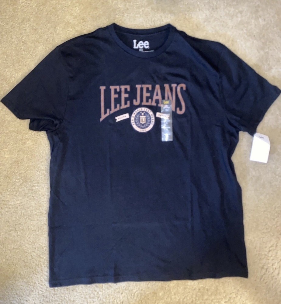 Lee Jeans Men’s Black Graphic Logo Crew Neck Short Sleeve T-Shirt Size XL