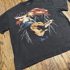 Zach Bryan Tour Merch Shirt Lightening American Flag Size Large Sun-Fade Worn In