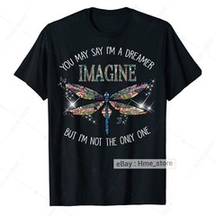 Dragonfly Imagine Peace Dreamer Hippie T-Shirt Women Tee Gifts Love Hippy Life