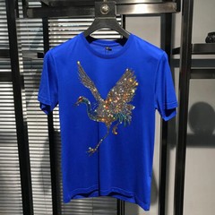New Fashion Trend Stork Hot Drilling Rhinestones Summer Luxury Men T-Shirt