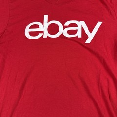 eBay Red T-Shirt Womens L Fits M Logo Graphic Tee Short Sleeve Casual
