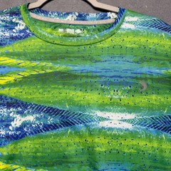 Reel Legends Mens Performance Fishing Shirt Size L Green Blue Graphic Tee