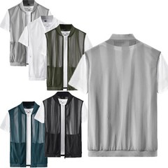 Mens Vests Outing Cardigan Hiking Tank Top Front Zip Mesh Daily Breathable Wear