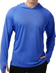 Men’s UPF 50+ Sun Hoodie Long Sleeve Fishing Shirt Lightweight Quick Dry