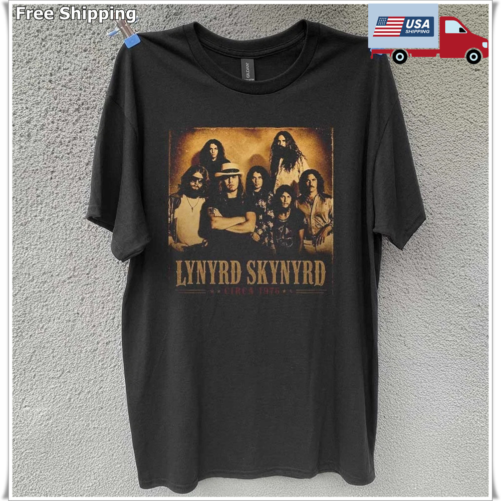 Lynyrd Skynyrd Circa 1976 Unisex Black Cotton T-shirt S-5XL