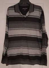 “Vertical Sport” Mens Tshirt, Size Xl, Black Gray Striped, Long Sleeve, Slim Fit