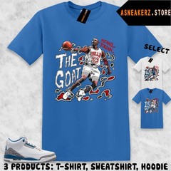 Tee Shirt Matching AJ 3 True Blue 2026 To Match Sneaker The Goat MJ T-Shirt