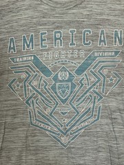 Buckle American Fighter Shirt Mens Medium Blue Double Sided MMA Sports USA