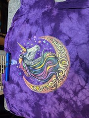 Fantasy Celtic Moon Unicorn Colortone Crystal Wash Purple XL