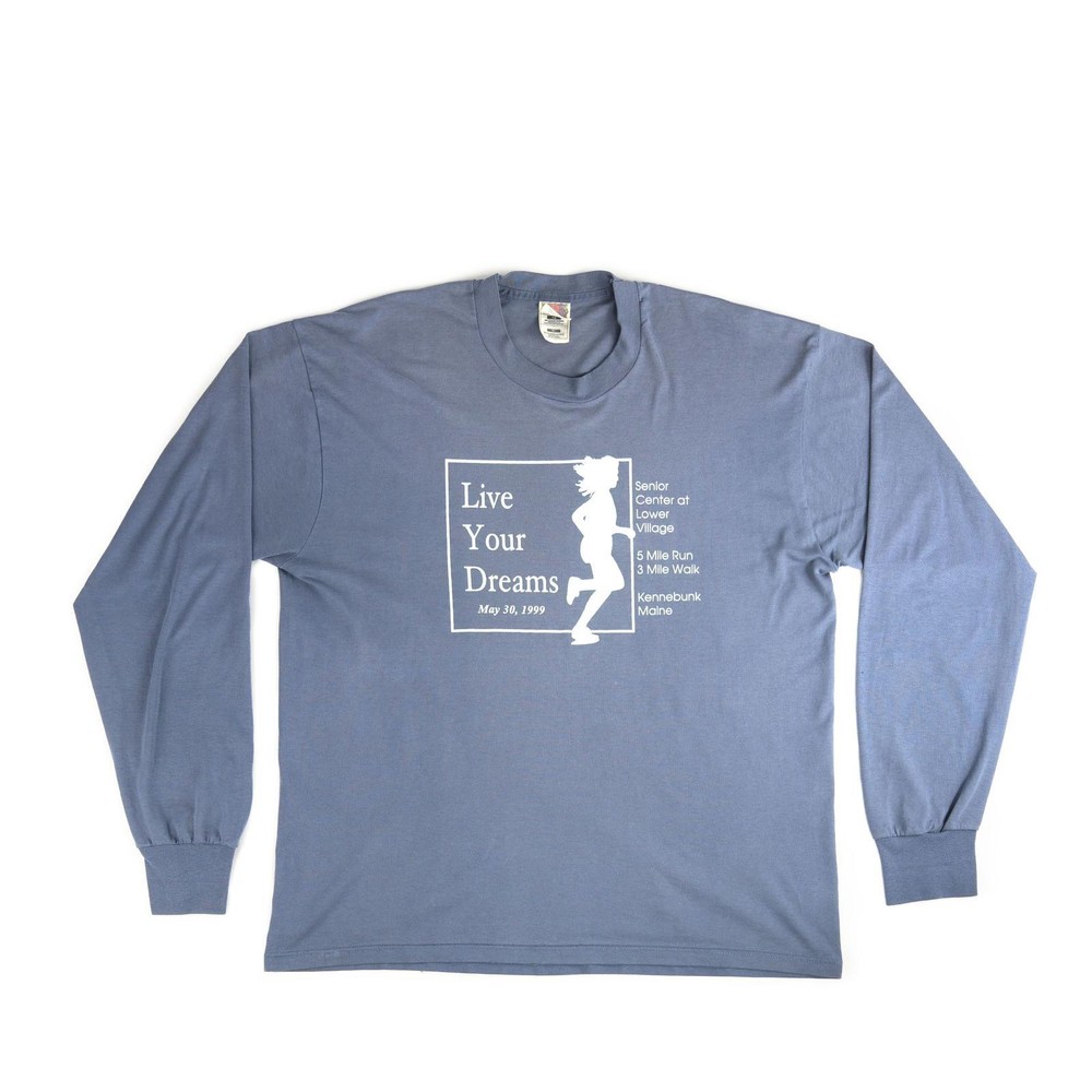 Vintage 1999 Live Your Dreams Maine Long Sleeve Tee Shirt Vtg 90s 1990s Running