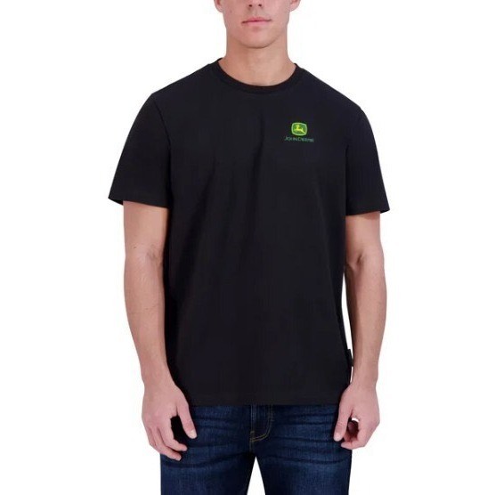 NWT John Deere Mens Black Short Sleeve Embroidered Logo Graphic T-Shirt XL