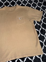 Carhartt Mens Short Sleeve T-Shirt Size Large Tan Loose Fit Casual Work Wear