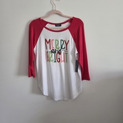 Scarlett “Merry and Bright: Women’s (PL) Christmas Raglan Tee ~ New With Tags