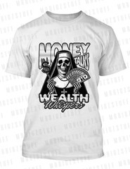 Skull Money Wealth Whispers Tee Shirt To Match J1 High Satin Shadow Sneaker