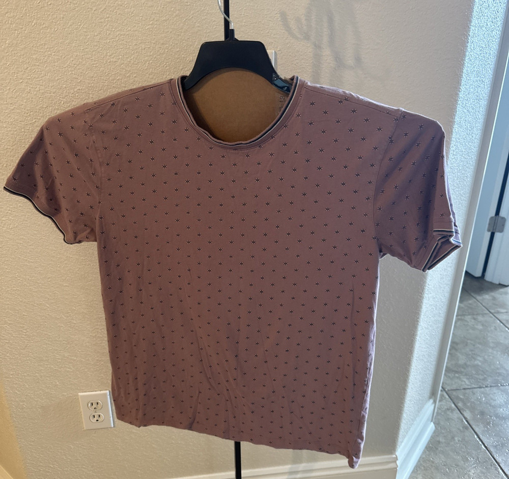 Nickel & Iron 100% Cotton Shirt Mens XL Plum Short Banded Sleeve and Collar