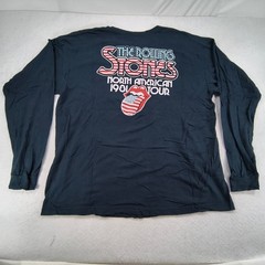 The Rolling Stones Long Sleeve Band Crew Neck T Shirt Mens Size XL Navy