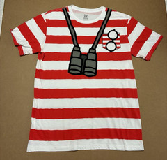 Where’s Waldo? T-Shirt Men’s Size Large Novelty Shirt Red & White Striped Tee