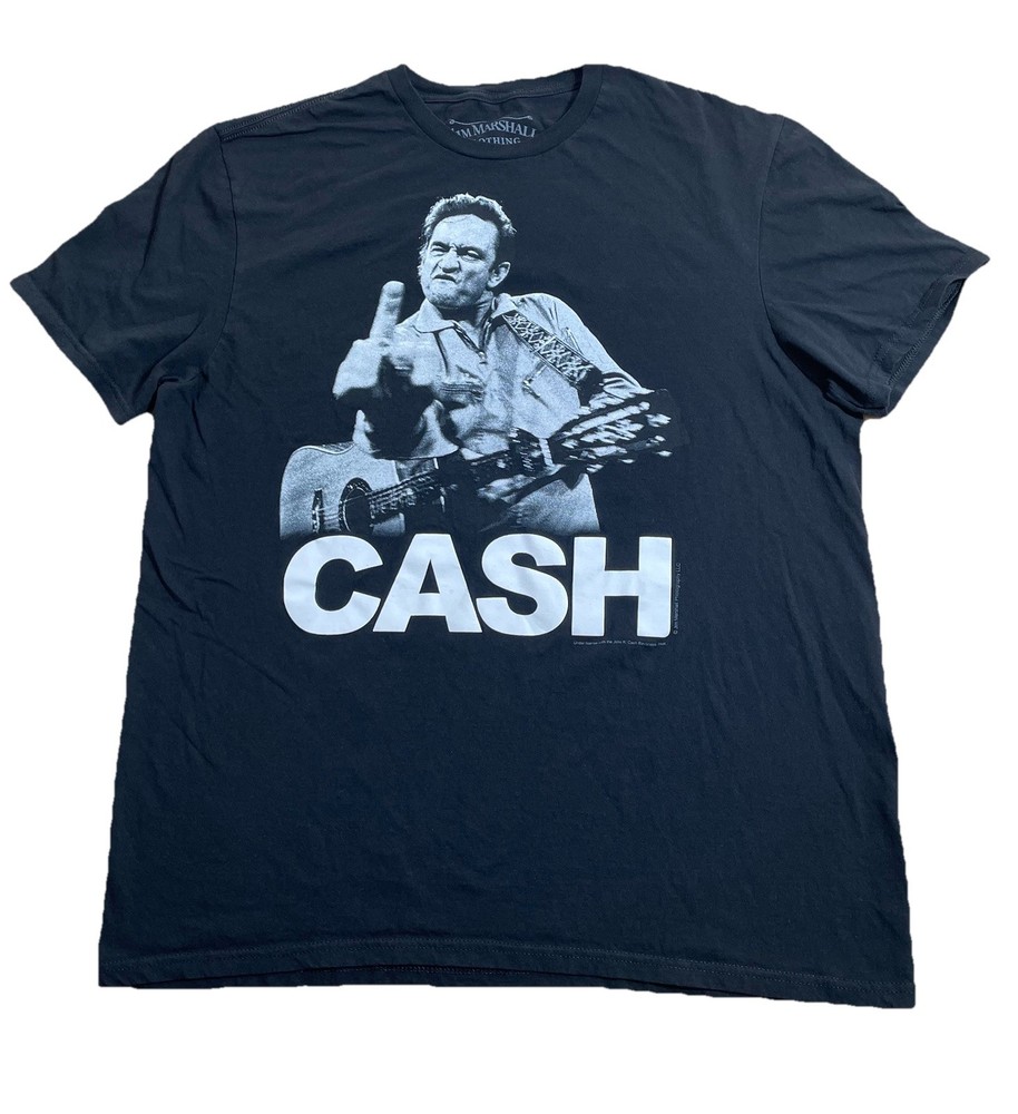 Johnny Cash Band Crew Neck Short Sleeve Graphic Shirt Mens Size XL Black