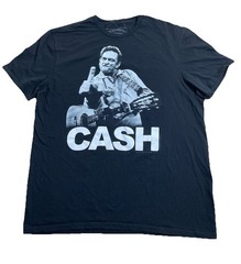 Johnny Cash Band Crew Neck Short Sleeve Graphic Shirt Mens Size XL Black