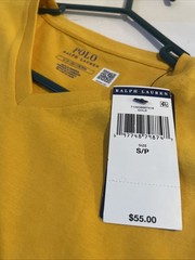 Polo Ralph Lauren Shirt Mens Gold/Yellow V Neck Classic Fit Pony Logo Size Small