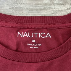 Nautica Crewneck Deck T-Shirt Mens XL Deep Crimson Red 100% Cotton NWT