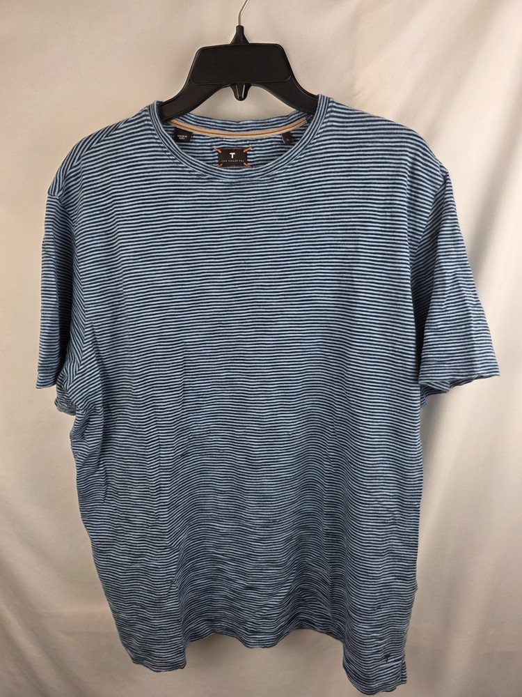 Left Coast Tee Shirt M Striped Blue Peru Cotton Casual Outdoors Comfort