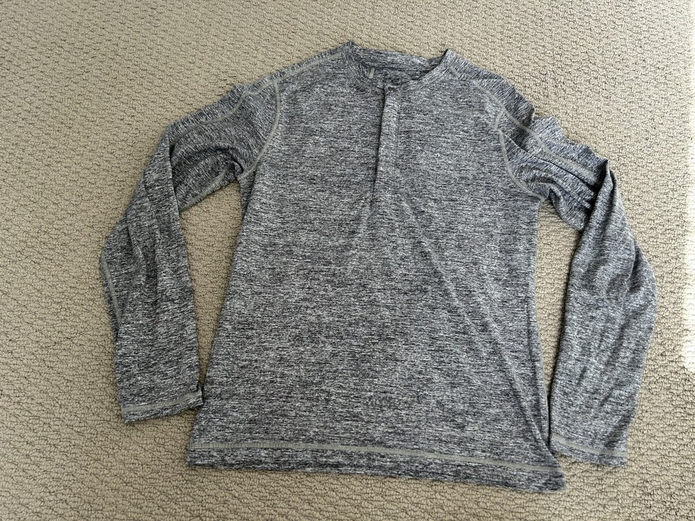 Lululemon Surge Long Sleeve Henley Space Dye Camo Black Dark Slate Size Small