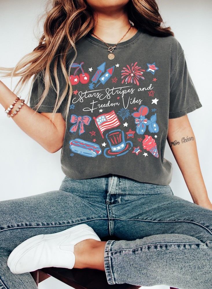 Comfort Colors Stars and Stripes Shirt 4th of July T Shirt Red White and Blue Sh