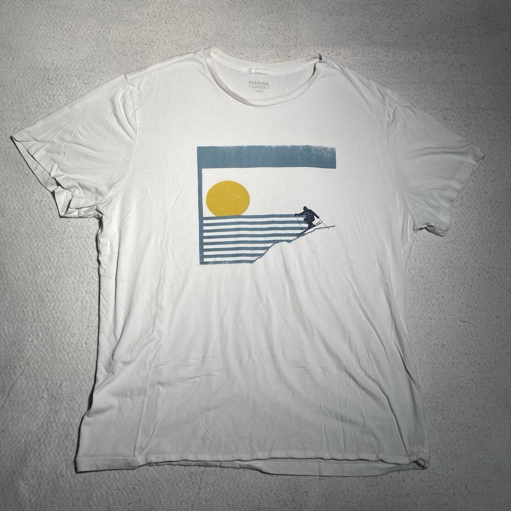 Marine Layer T-Shirt Men’s XL Off White Short Sleeve Surf Surfing