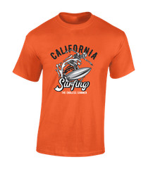 CALIFORNIA SURFING MENS T SHIRT SURFER SURFBOARD SUMMER HOLIDAY CLOTHING TOP