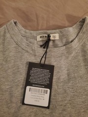 Buck Mason Mens Medium Heather Gray Pima Curved Hem T Shirt