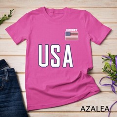 USA Flag Hockey Cool Pocket Equipment Top Gift Unisex T-shirt
