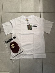 A Bathing Ape BAPE x Stüssy Logo Graphic Crew Neck T-Shirt Black/White M