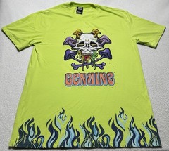 Genuine Mens Mushroom Skull Shirt Flames Bones Streetwear Trend Skeleton Shrooms