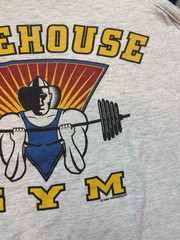 Vintage Firehouse Gym Shirt Tank Top Gray Distress Mens XL 90s Powerhouse Parody