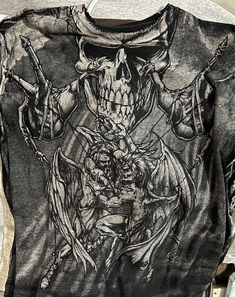 Mens Affliction Shirt Size Xl Puppet Master Good Vs Evil