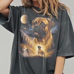 Comfort Tee Bullmastiff Howling Moon Dog Animal Pet Lover Shirt