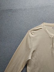 Old Navy Men Henley Shirt L Yellow Waffle Knit Long Sleeve Knit Casual Relaxed