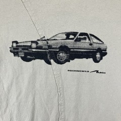 Mens Streetwear Graphic Tee Large Roaringwild Arch Thick Knit Car Art Tonal