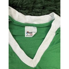 Vintage Stedman Men’s XL Green V-Neck T-Shirt 50/50 Poly Cotton Made in USA