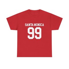 Santa Monica 99 retro vibes red tee vintage aesthetic T-shirt