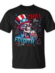 Chill The Fourth Out Skeleton Patriotic 4th of July USA Graphic Unisex T-Shirt