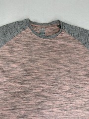 CSG Mens T-Shirt Pink-Gray Heathered Crew Neck Raglan Short Sleeve XL