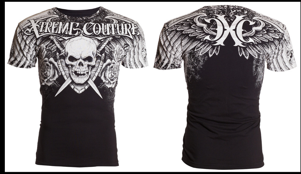 XTREME COUTURE by AFFLICTION Black White NINER Short Sleeve Slim Fit T-shirt NWT