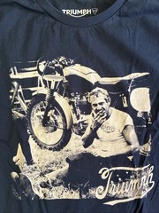 Triumph Steve Mcqueen T-Shirt Classic Original Double Sided Rare ￼